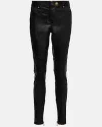 Balmain Pantaloni skinny in pelle Nero