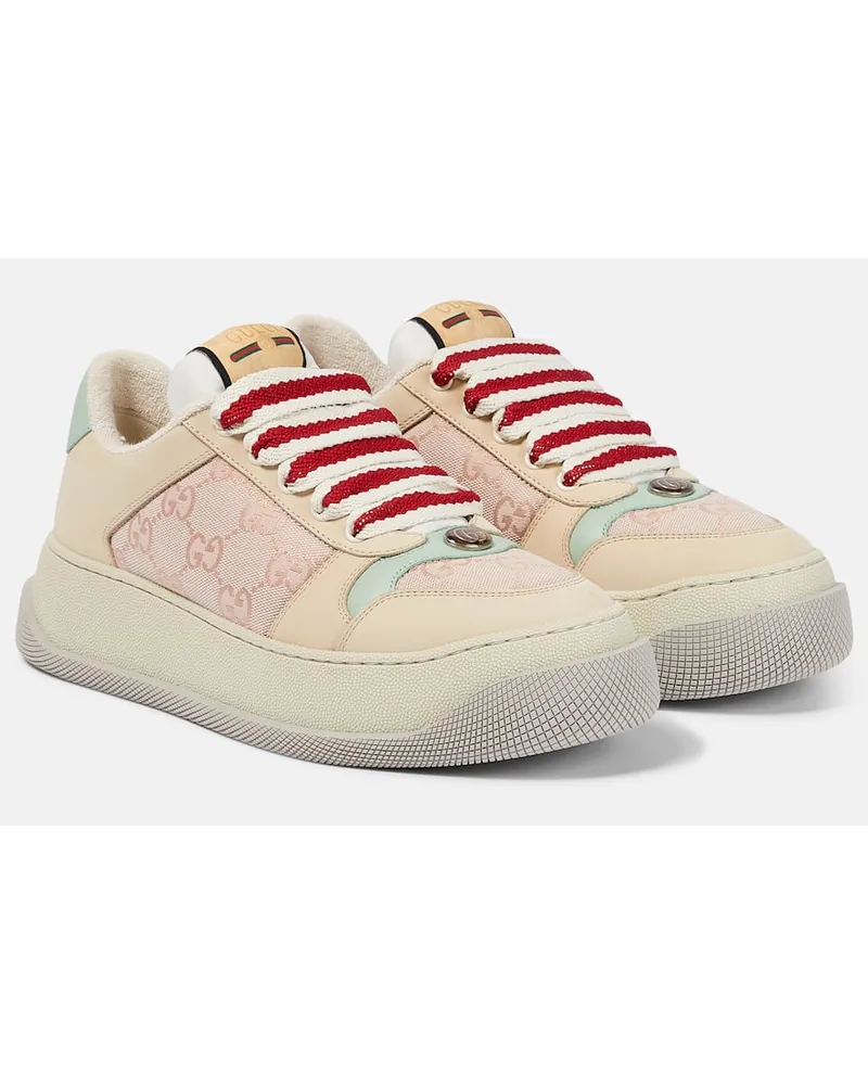 Gucci Sneakers Screener in canvas GG e pelle Marrone