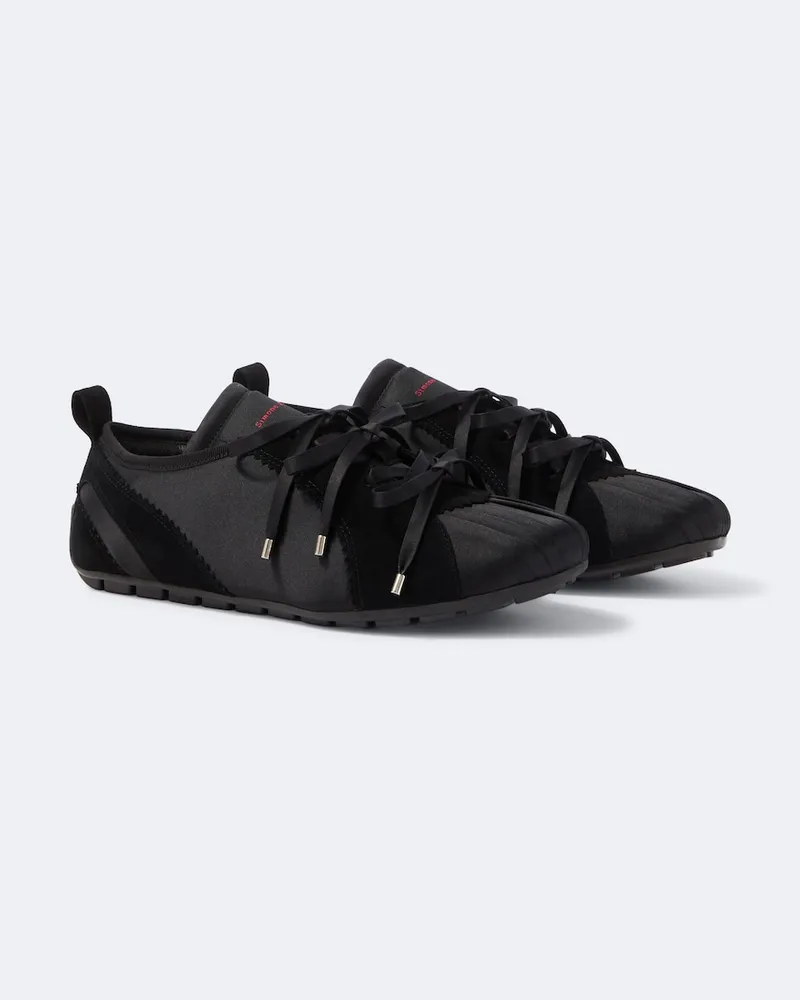 Simone Rocha Sneakers Ballerina Grip in satin con suede Nero