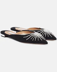 Aquazzura Mules Sunshine con cristalli Nero