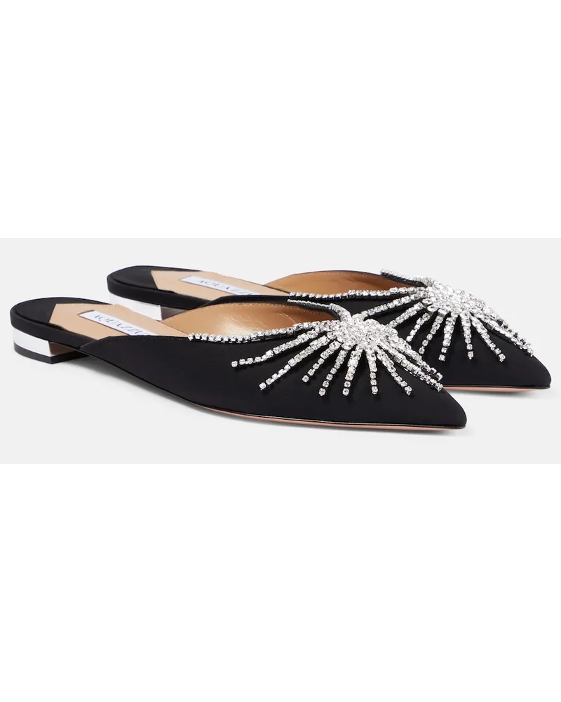 Aquazzura Mules Sunshine con cristalli Nero