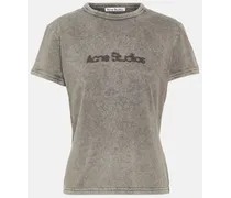 Acne Studios T-shirt in jersey di cotone con logo Grigio