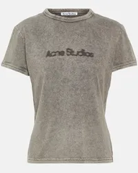 Acne Studios T-shirt in jersey di cotone con logo Grigio