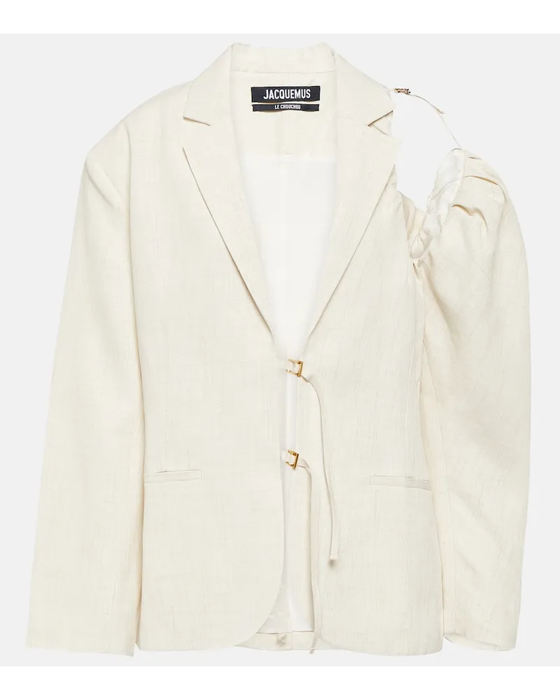 Jacquemus Blazer La Veste Galliga in misto lino Bianco