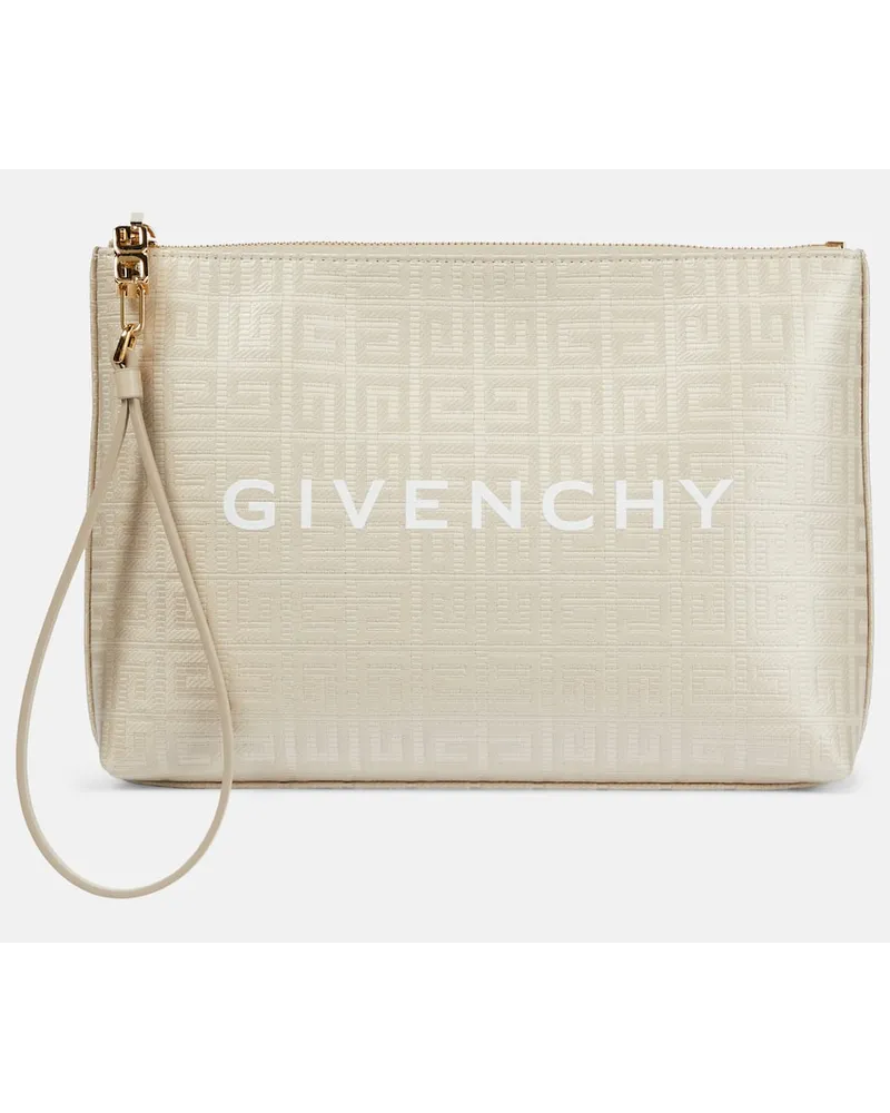 Givenchy Bustina in canvas con logo Beige