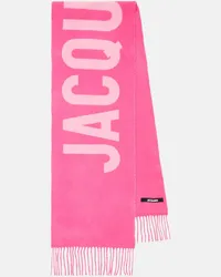 Jacquemus Sciarpa in jacquard di lana con logo Rosa