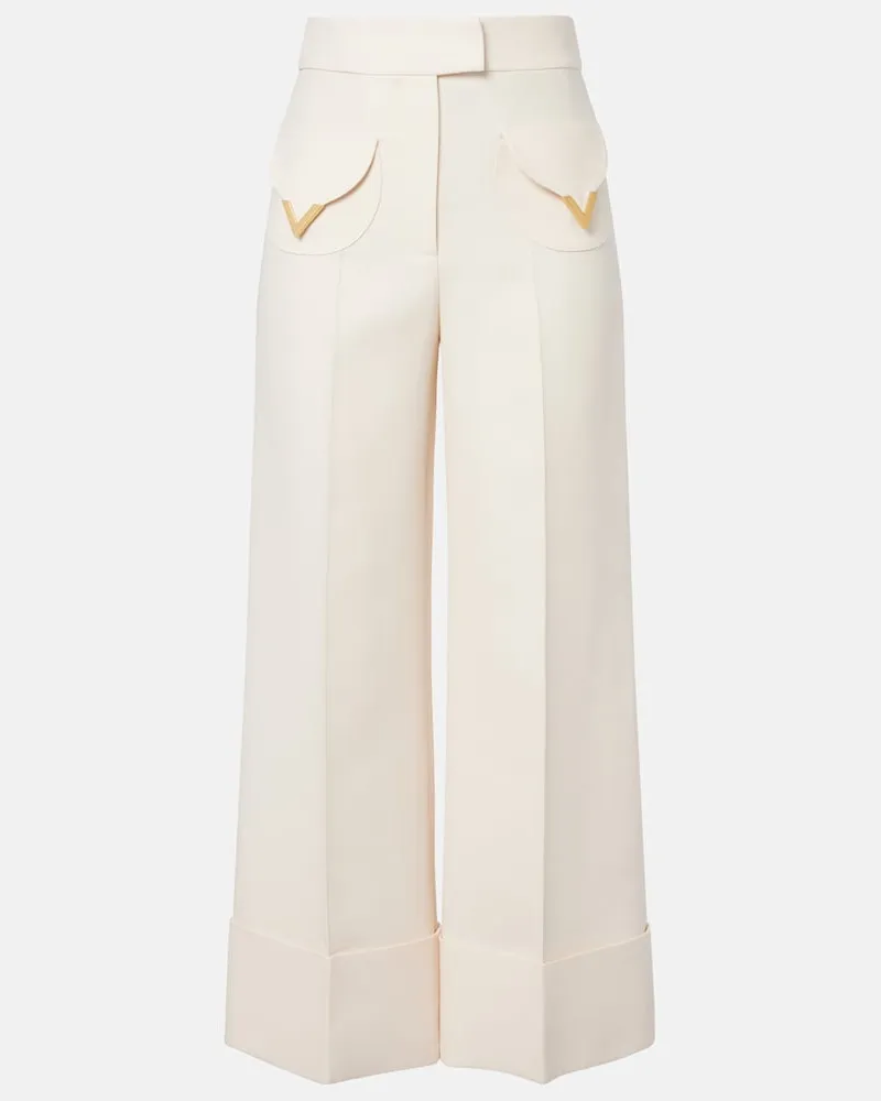 Valentino Garavani Pantaloni VGold in Crepe Couture Bianco
