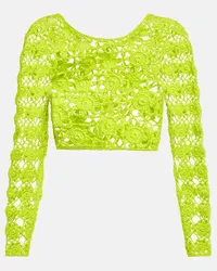 Anna Kosturova Top cropped Bella in crochet di cotone Verde