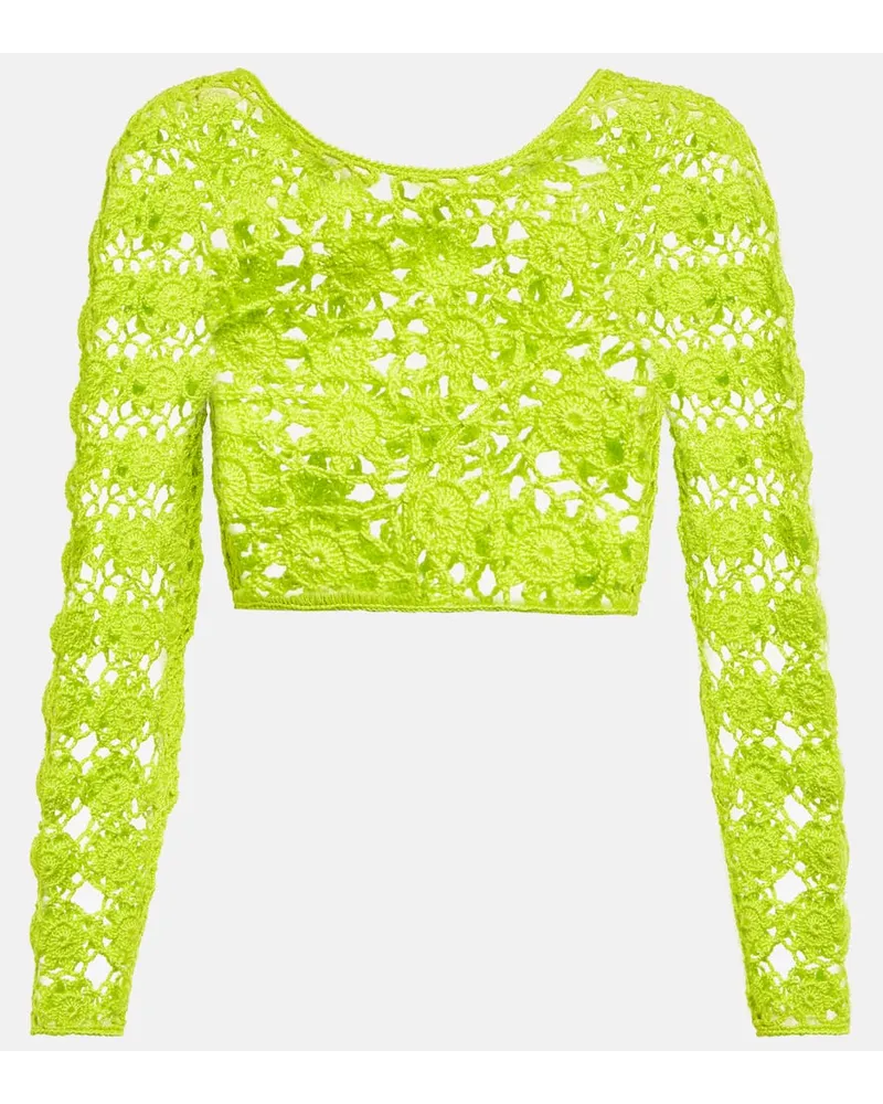 Anna Kosturova Top cropped Bella in crochet di cotone Verde