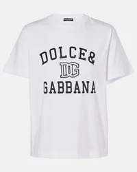 Dolce & Gabbana T-shirt in jersey di cotone con logo Bianco