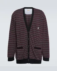 Undercover Cardigan in cotone a righe Rosso