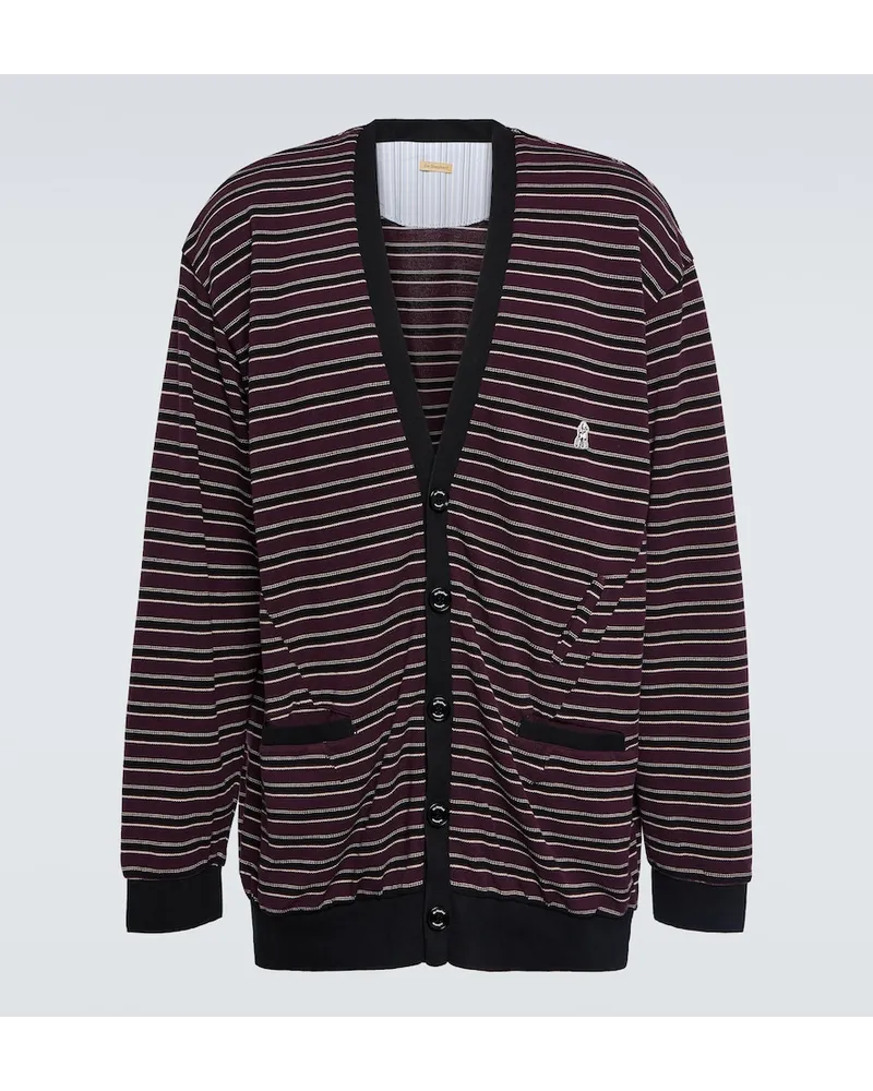 Undercover Cardigan in cotone a righe Rosso