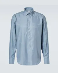 Berluti Camicia Andy in seta e cotone Scritto Blu