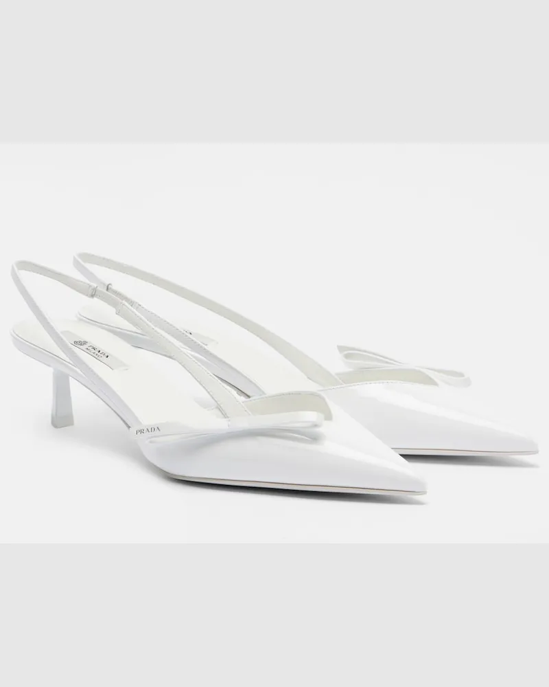Prada Pumps slingback in vernice Bianco