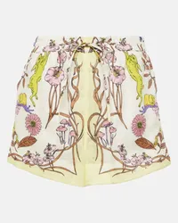 Tory Burch Shorts in lino a vita alta con stampa Multicolore