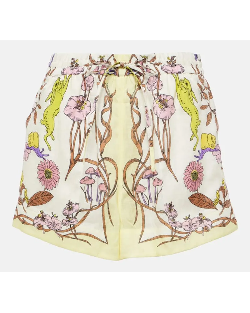 Tory Burch Shorts in lino a vita alta con stampa Multicolore