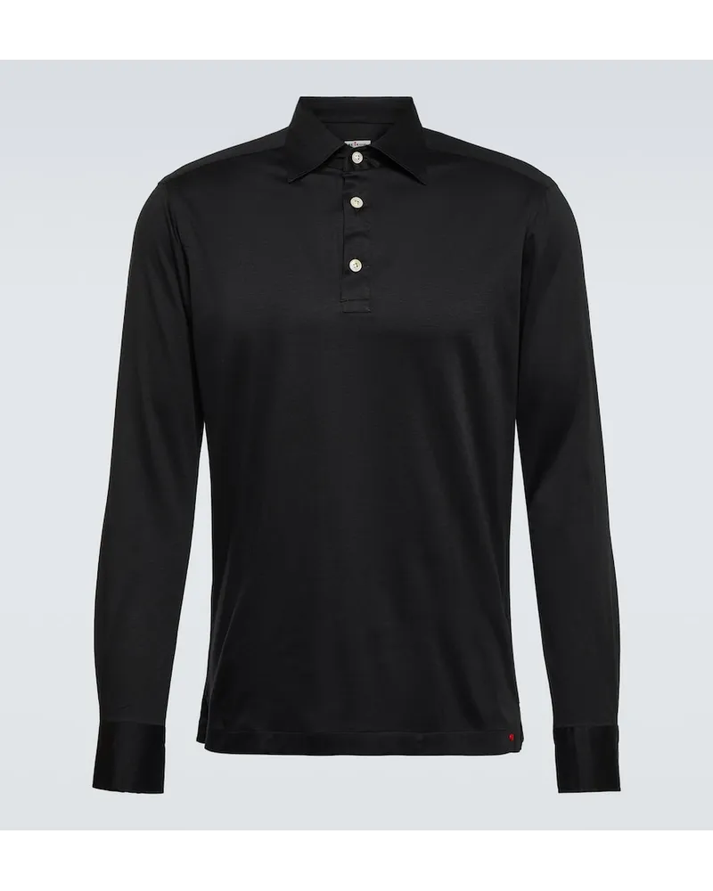 Kiton Polo in popeline di cotone Nero