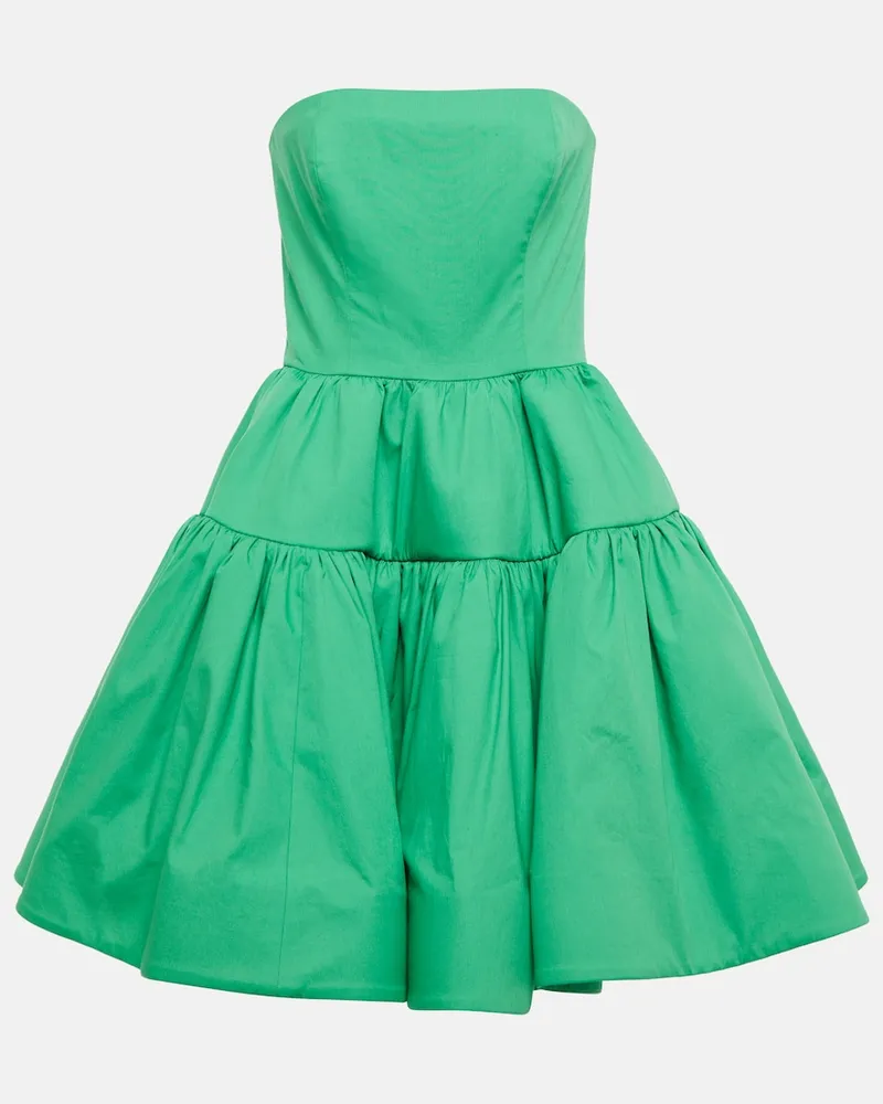 Oscar de la Renta Miniabito in popeline di cotone con balze Verde