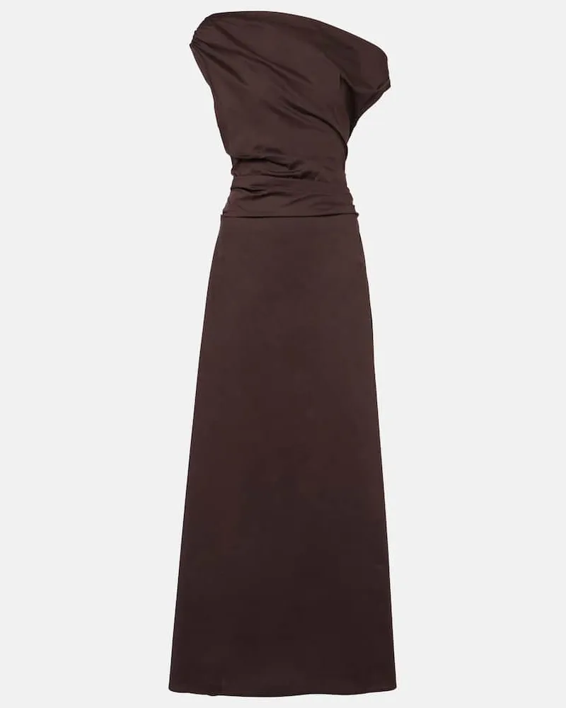 STAUD Abito lungo monospalla Phare in cotone Marrone
