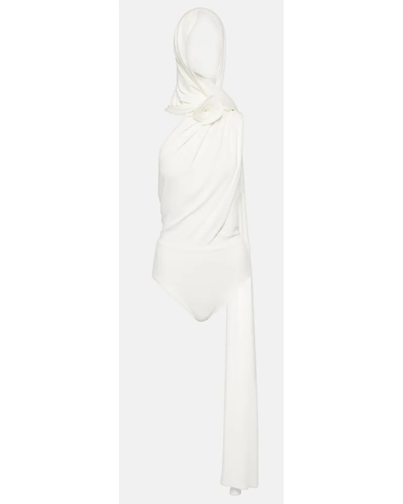 Magda Butrym Body con applicazione floreale e cappuccio Bianco