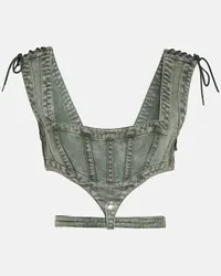 Jean Paul Gaultier x KNWLS - Top di jeans con cut-out Verde