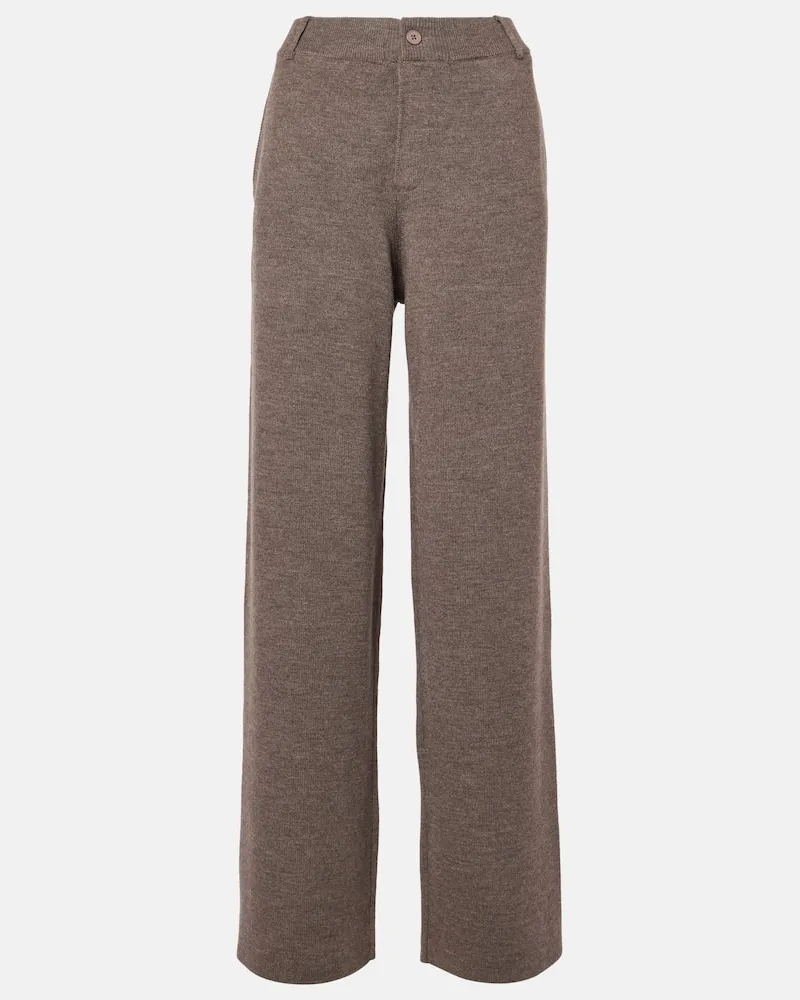 Aya Muse Pantaloni regular in misto lana Marrone