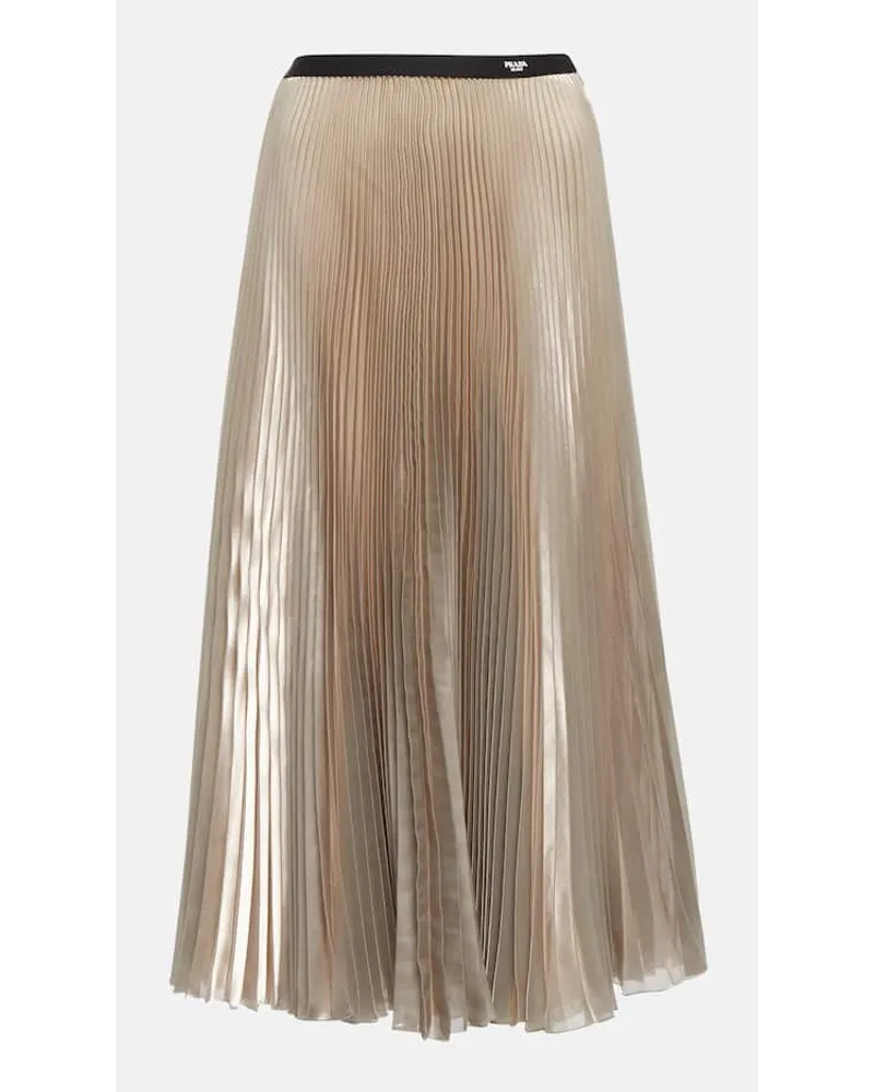 Prada Gonna midi plissÃ© in voile metallizzato Metallizzato
