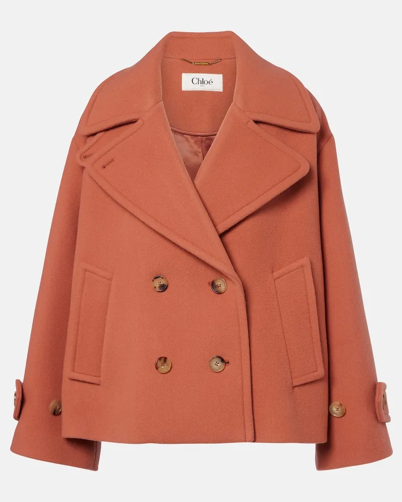Chloé Chloé Cappotto oversize in misto lana Rosa