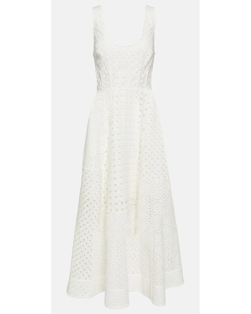 Zimmermann Abito midi Anglaise in cotone Bianco