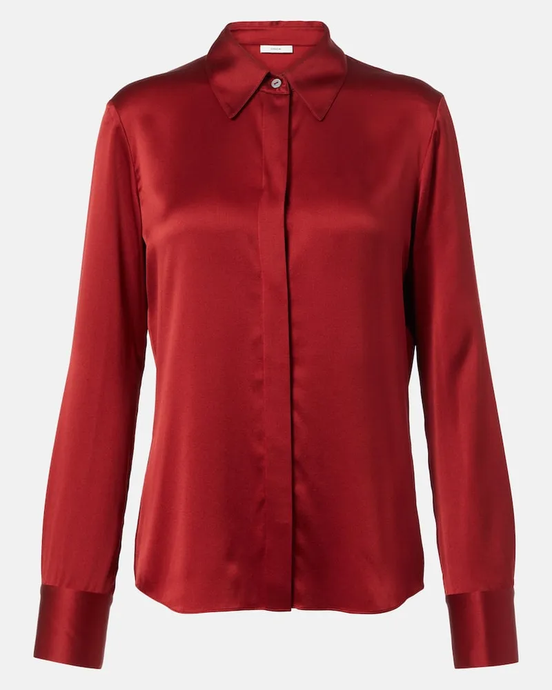 Vince Camicia in misto seta Rosso