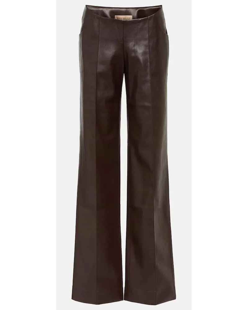 Aya Muse Pantaloni a gamba larga in similpelle Marrone