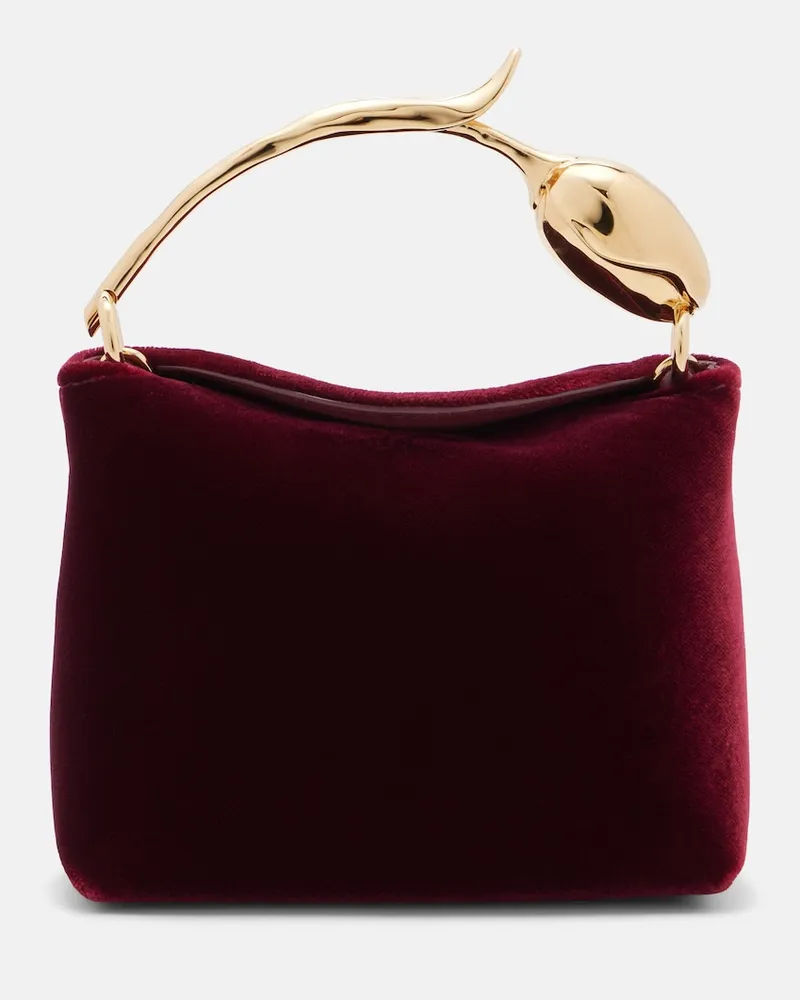 Erdem Borsa a mano Bloom Micro in velluto Borgogna