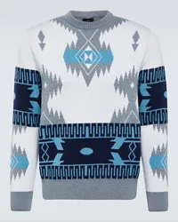 Alanui Pullover Icon in jacquard di lana vergine Blu