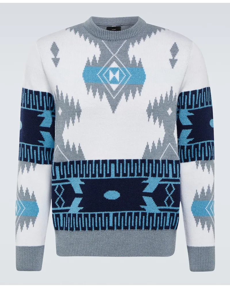 Alanui Pullover Icon in jacquard di lana vergine Blu