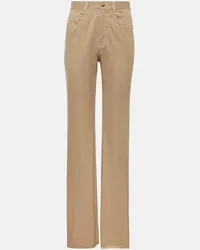 Saint Laurent Pantaloni a gamba larga Clyde in cotone Beige