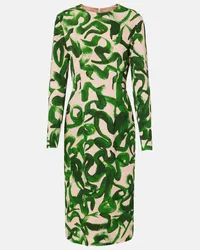 Dries van Noten Abito midi con stampa Verde