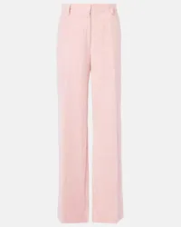 Dries van Noten Pantaloni a gamba larga in cotone e canapa Rosa