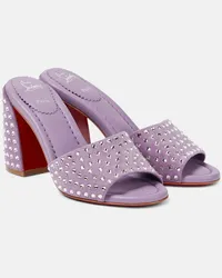 Christian Louboutin Sandali Jane in suede con cristalli Viola