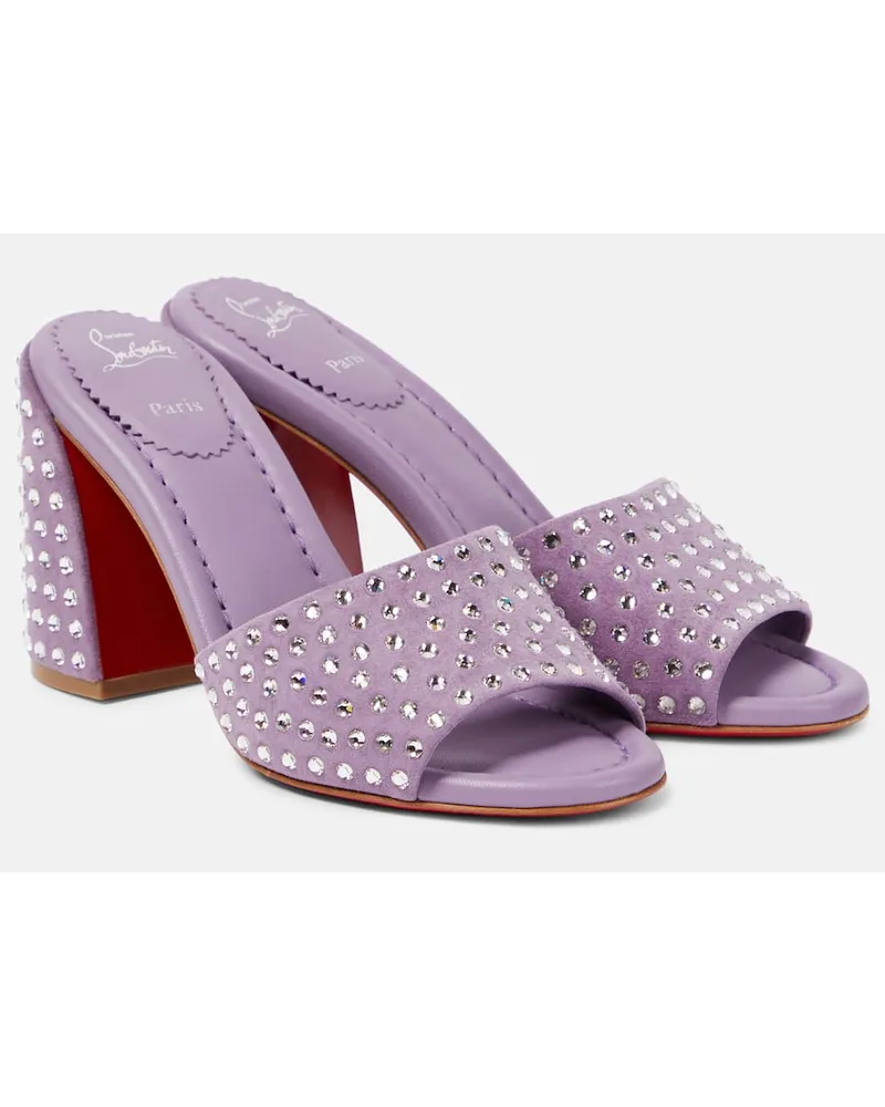 Christian Louboutin Sandali Jane in suede con cristalli Viola