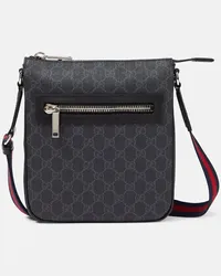 Gucci Borsa a tracolla in canvas GG con pelle Grigio