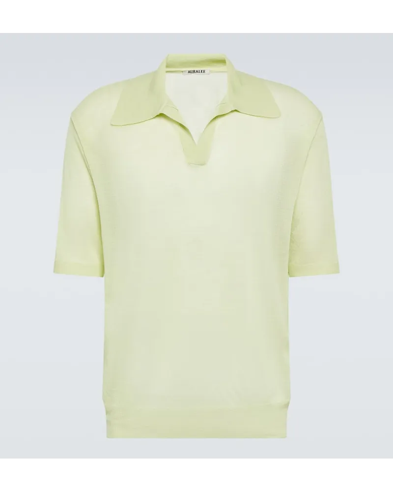 AURALEE Polo in lana e seta Giallo