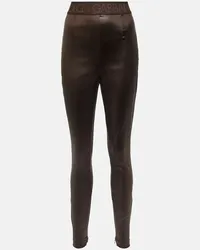 Dolce & Gabbana Leggings a vita alta in vinile Marrone