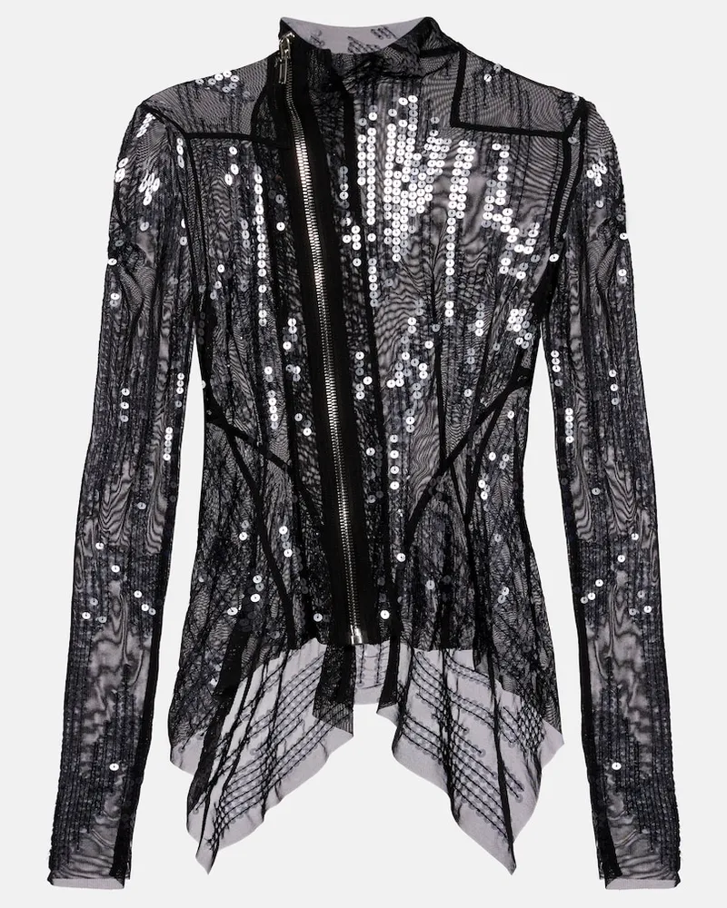 Rick Owens Giacca Gary in tulle con paillettes Nero