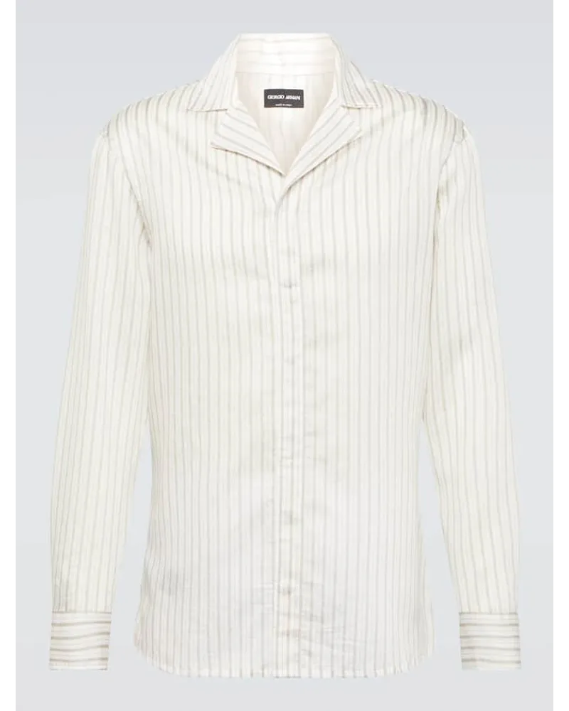 Giorgio Armani Camicia in misto lyocell Bianco