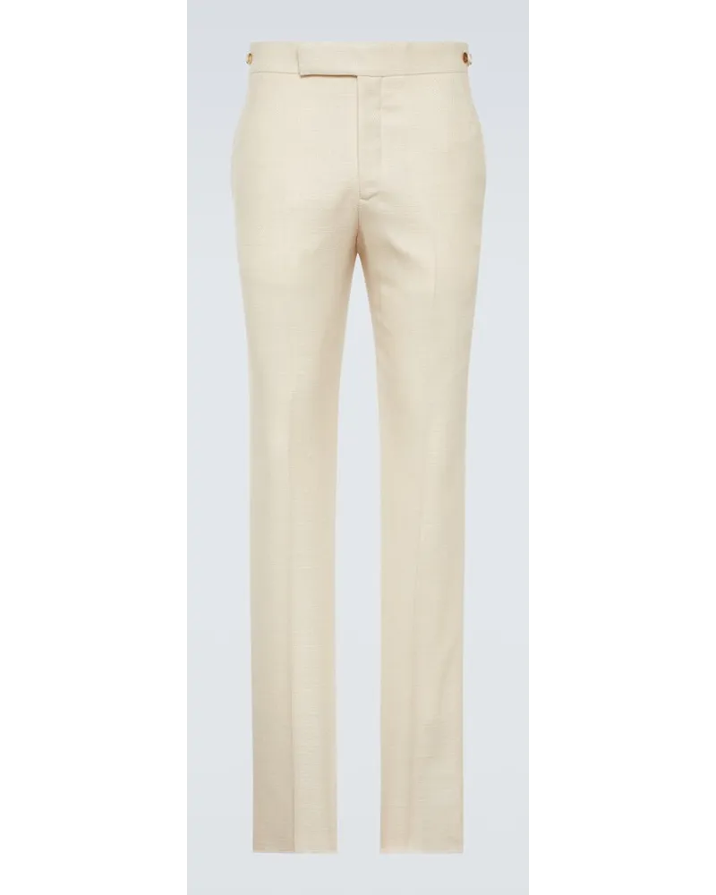 Gabriela Hearst Pantaloni slim Sebastian in lana e seta Bianco