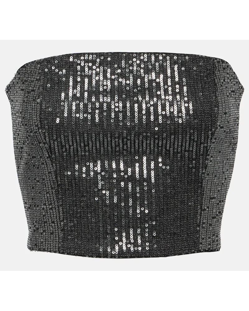 ROTATE Birger Christensen Top a tubino in twill con paillettes Nero