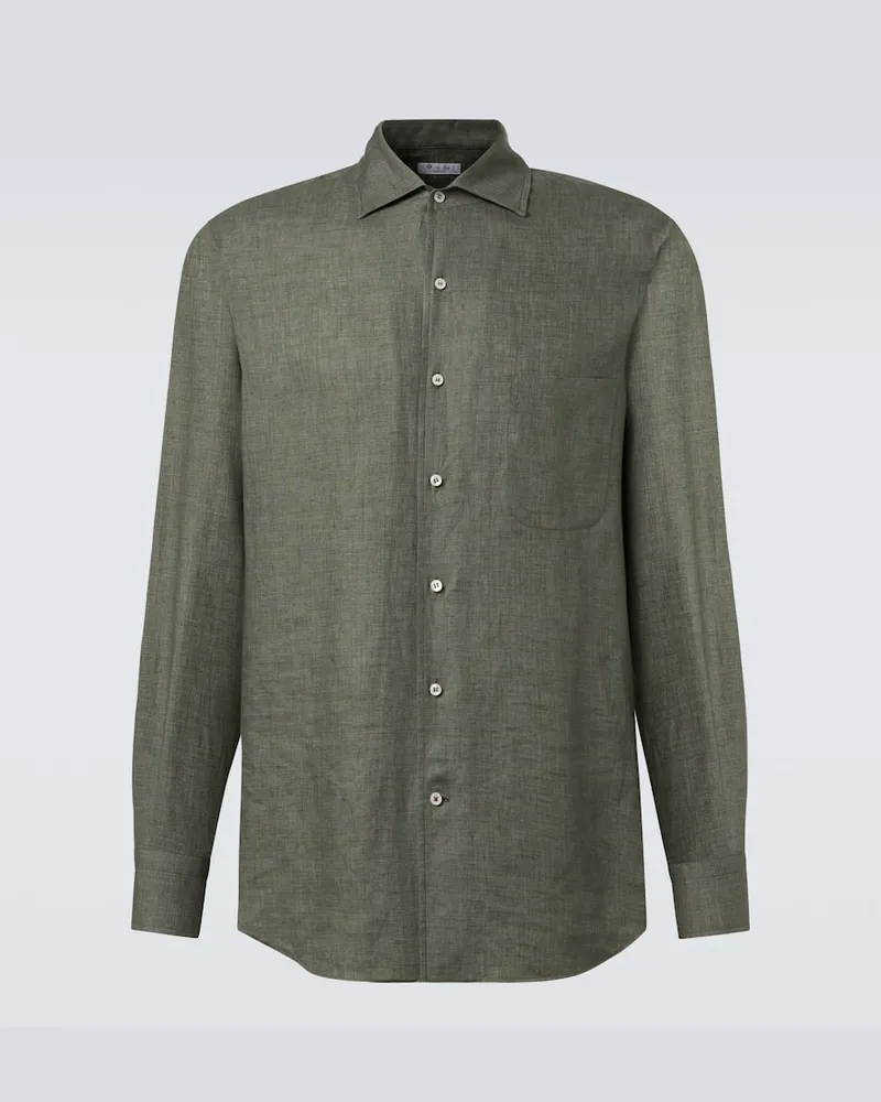Loro Piana Camicia AndrÃ© in lino Verde