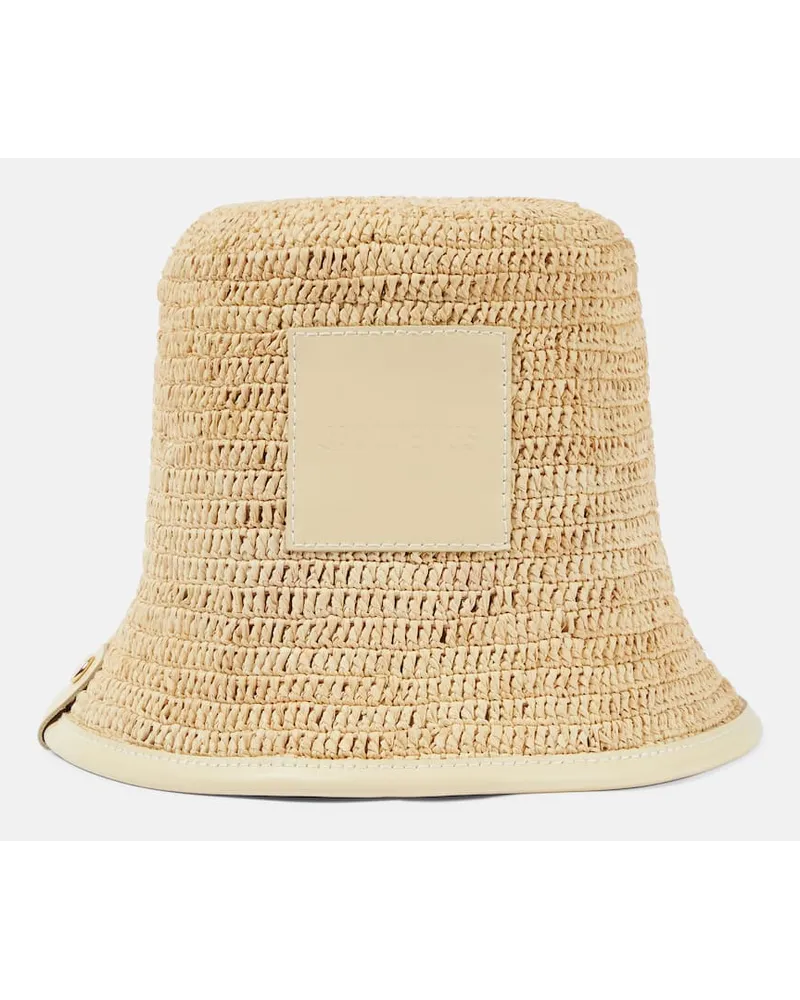 Jacquemus Cappello da pescatore Le Bob Soli in rafia Bianco