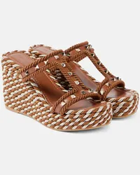 Valentino Garavani Sandali Rockstud in pelle con zeppa Marrone