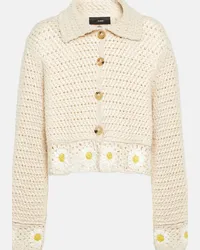 Alanui Cardigan cropped Daisy in crochet Bianco